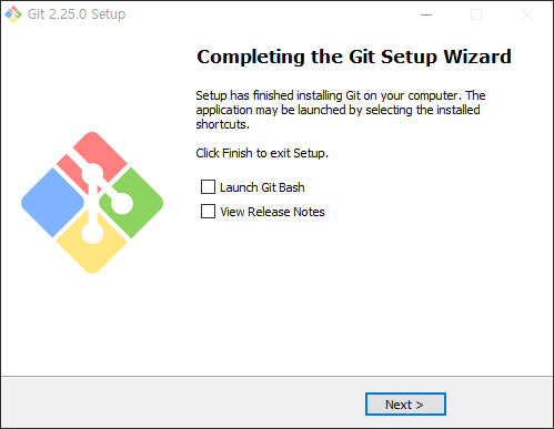 Git 설치 완료