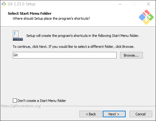 ‘Select Start Menu Folder’ 단계